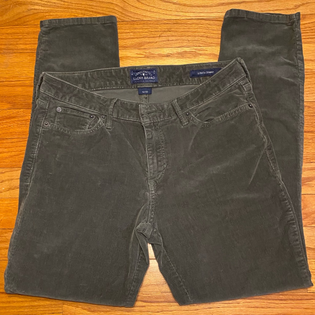 Lucky Brand Olive Green Corduroy Skinny Pants
